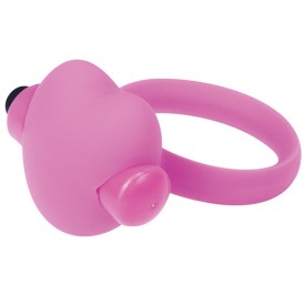 Розовое эрекционное виброкольцо с сердечком HEART BEAT COCKRING SILICONE