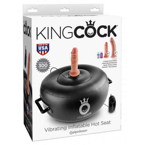 Вибромассажер на воздушной подушке King Cock Vibrating Inflatable Hot Seat с двумя насадками